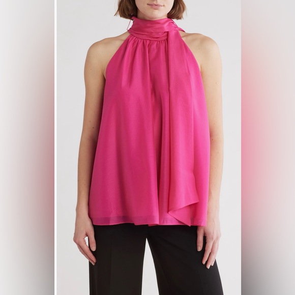 Ted Baker Tops - Ted Baker Blouse size 5 fits like us 12 Tejeda Tie Neck Sheer Drape Top Pink NWT